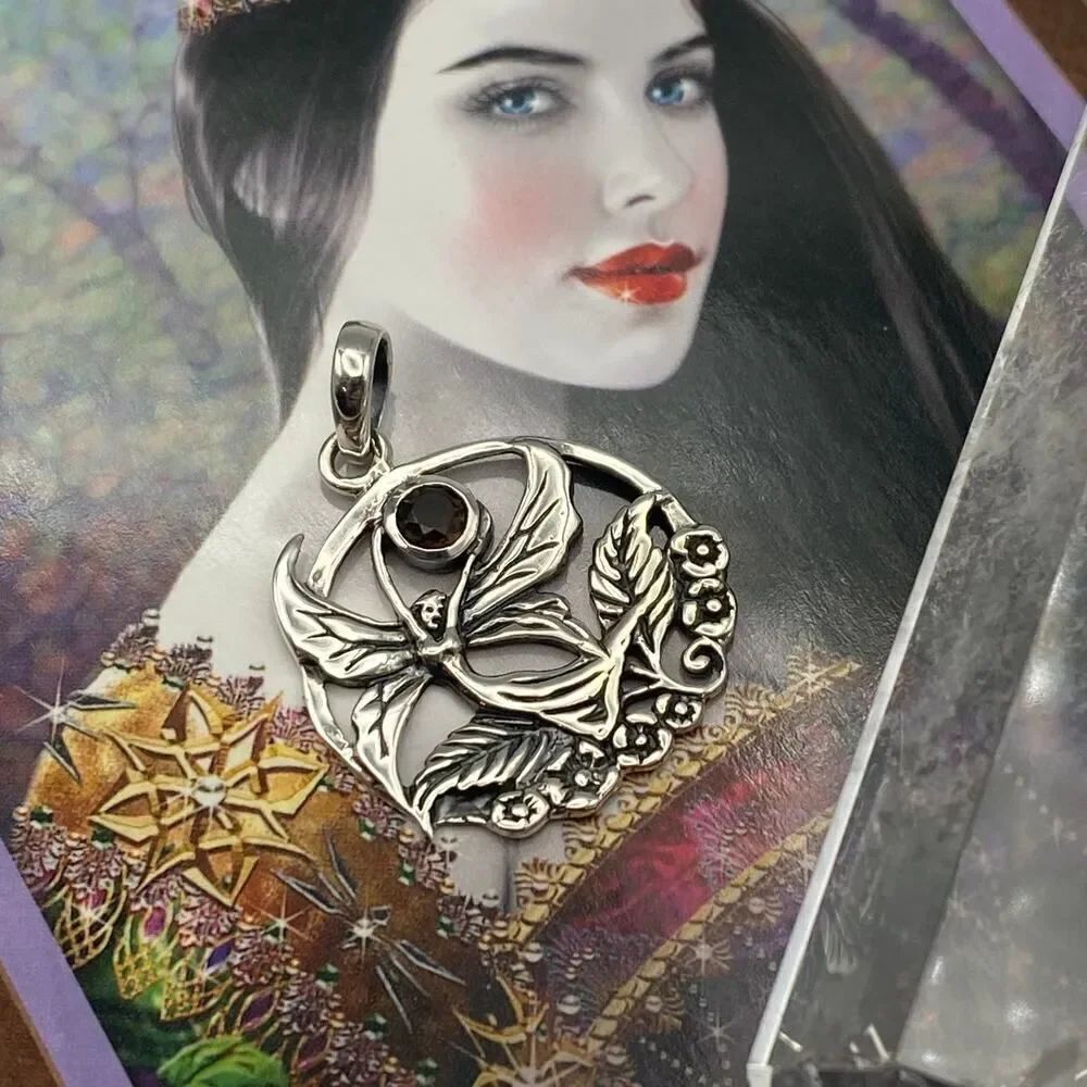 Smoky Quartz Sterling Silver Fairy Pendant